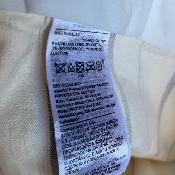 BANANA REPUBLIC Alva Cream/Taupe Striped Pleated High Rise Linen Shorts Sz 14 - Picture 7 of 14